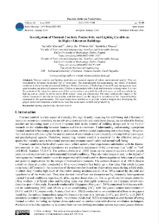 Investigation of thermal comfort, productivity and lighting conditions in higher education buildings