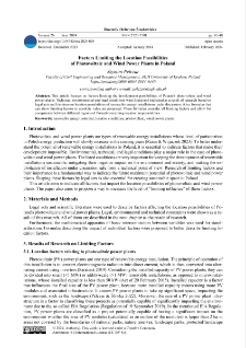 Factors limiting the location possibilities of photovoltaic and wind power plants in Poland