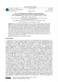 The use of methane from landfill gas to generate energy and its management at the Plant as a way to reduce climate change