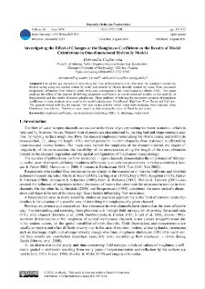 Investigating the effect of changes of the roughness coefficient on the results of model calculations in one-dimensional hydraulic models