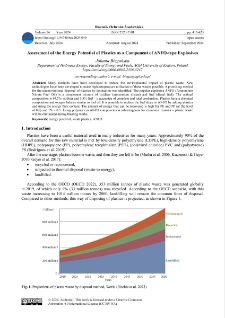 Assessment of the energy potential of plastics as a component of ANFO-type explosives
