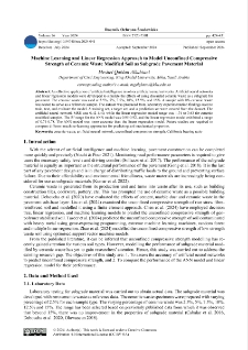 Machine learning and linear regression approach to model unconfined compressive strength of ceramic waste modified soil as subgrade pavement material