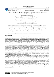 Application of the process mapping for identification of waste for sustainable performance improvement in the service processes