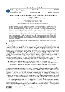 Reuse of treated municipal wastewater for the production of water for agriculture