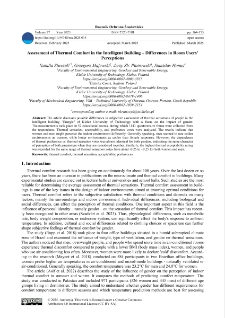 Assessment of thermal comfort in the intelligent building &ndash; differences in room users' perceptions